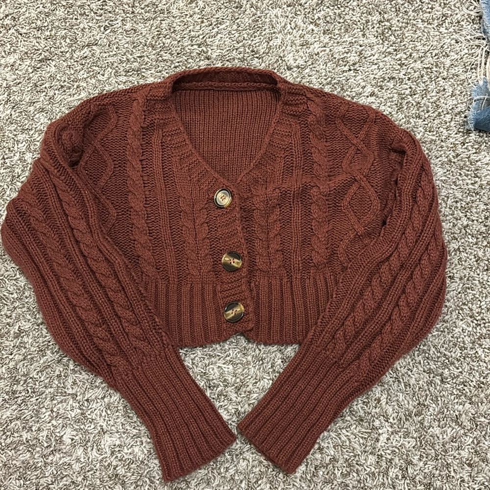 Sheen button up sweater cropped